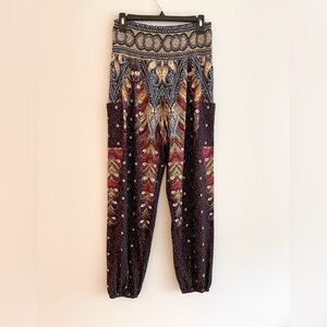 Bohemian Multicolor Patterned Women's Pants